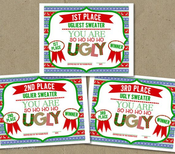 Pin On Ugly Sweater Party in Free Ugly Christmas Sweater Certificate Template