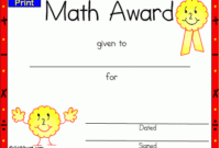 Pinchristie Lambert On Kindergarten | Math, Award inside Math Award Certificate Templates