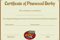 Pinewood Derby Certificate Template: 9 Certificates (All with regard to Pinewood Derby Certificate Template