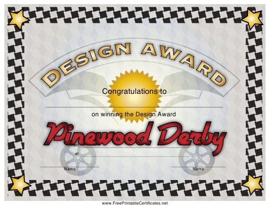 Pinewood Derby Design Award Certificate Template Download within Pinewood Derby Certificate Template