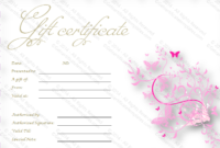 Pink Flies Gift Certificate Template pertaining to Best Pink Gift Certificate Template