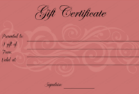 Pink Gift Certificate Template (2) – Templates Example for Pink Gift Certificate Template