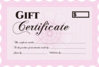 Pink Gift Certificate Template (7) – Templates Example regarding Best Pink Gift Certificate Template