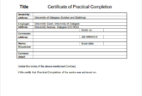 Practical Completion Certificate Template Uk (1) – Templates within Practical Completion Certificate Template Jct