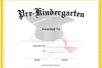 Pre-Kindergarten Graduation Certificate Template Download with Quality Pre Kindergarten Diplomas Templates Printable Free