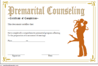Pre Marriage Counseling Certificate Template Free Printable for Best Premarital Counseling Certificate Of Completion Template