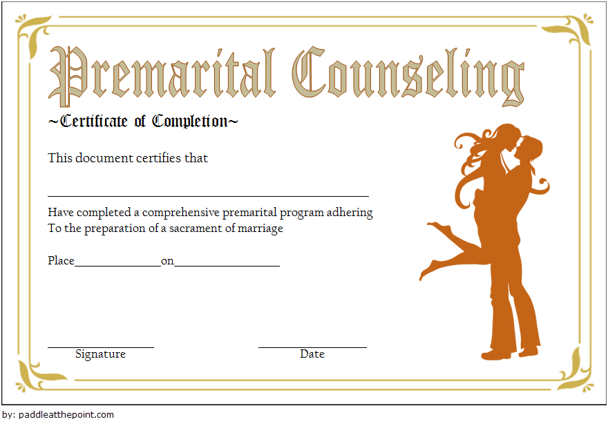 Pre Marriage Counseling Certificate Template Free Printable with regard to Marriage Counseling Certificate Template