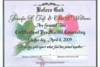 Premarital Certificate Of Completion Template | Certificate in Quality Marriage Counseling Certificate Template