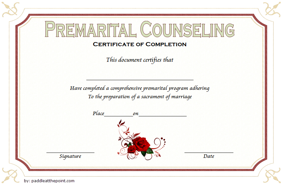 Premarital Counseling Certificate Of Completion Template (3 in Marriage Counseling Certificate Template