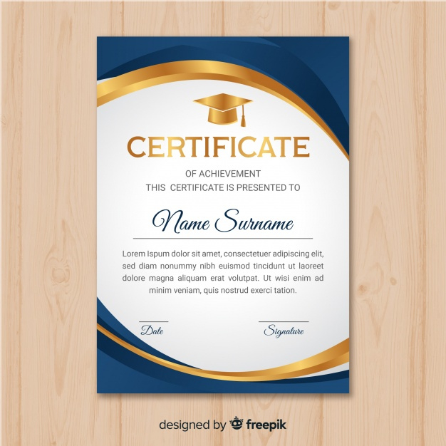 Premium Vector | Beautiful Certificate Template With Golden for Unique Beautiful Certificate Templates