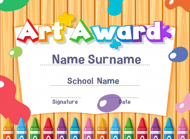 Premium Vector | Certificate Template For Art Award With Paints for Fresh Free Art Award Certificate Templates Editable