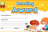 Premium Vector | Certificate Template For Reading Award With within Quality Reading Achievement Certificate Templates