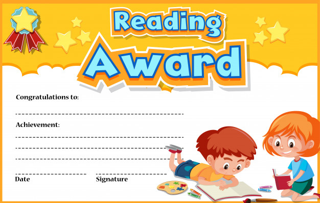Premium Vector | Certificate Template For Reading Award With within Quality Reading Achievement Certificate Templates