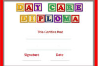 Preschool Certificates inside Daycare Diploma Template Free