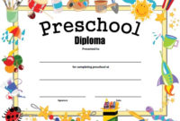 Preschool Diploma – Free Printable – Allfreeprintable in Editable Pre K Graduation Certificates