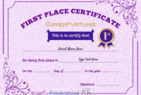 Printable 1St First Place Award Certificate Template In Pink with Quality First Place Certificate Template