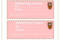 Printable Babysitting Coupons – Free Baby Sitting Voucher inside Quality Free Printable Babysitting Gift Certificate