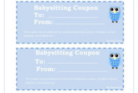 Printable Babysitting Coupons – Free Baby Sitting Voucher intended for New Babysitting Certificate Template 8 Ideas