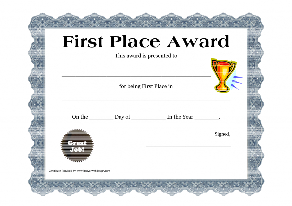 Printable Certificate Pdfs | Certificate Templates | Awards pertaining to First Place Award Certificate Template
