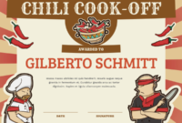 Printable Chili Cook Off Award Certificate Template with Chili Cook Off Certificate Template
