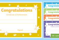 Printable Congratulations Certificate Template pertaining to Certificate Of Achievement Template For Kids