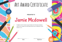 Printable Elementary Art Award Certificate Template with Art Certificate Template Free