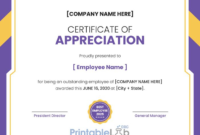 Printable Employee Appreciation Certificate Format In intended for Best Employee Certificate Template