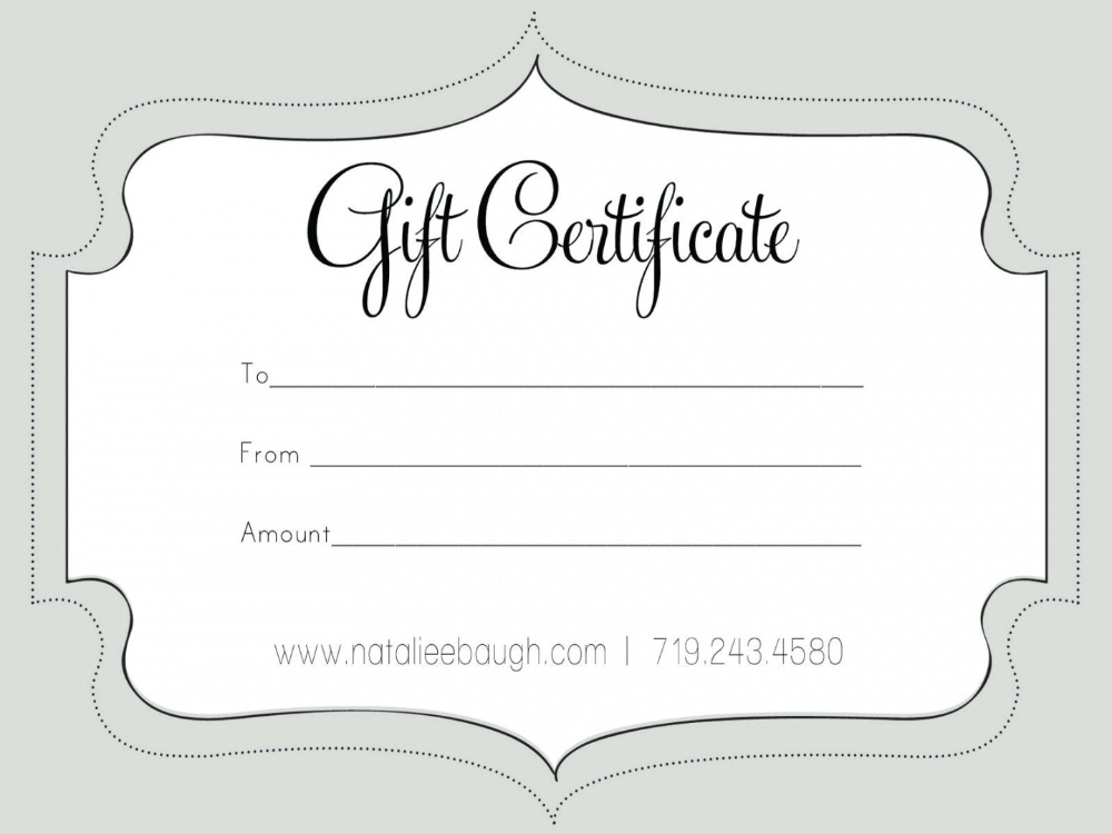 Printable Fillable Gift Certificate Template Custom for Custom Gift Certificate Template
