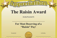 Printable Funny Work Awards Certificate Of Appreciation within Unique Fun Certificate Templates