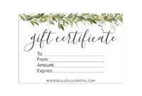 Printable Gift Certificate Template Diy Greenery Gift Card Etsy Gift  Certificate Custom Gift Card Design Set Of 3 Greenery Card Inserts with regard to Unique Homemade Gift Certificate Template