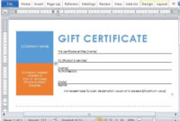 Printable Gift Certificates Template For Word pertaining to Company Gift Certificate Template