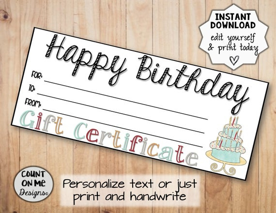 Printable Happy Birthday Gift Certificates regarding Birthday Gift Certificate