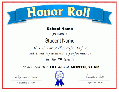 Printable Honor Roll Award Certificate In Pdf And Doc intended for Honor Roll Certificate Template