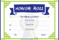 Printable Honor Roll Awards School Certificate Format In with Honor Roll Certificate Template