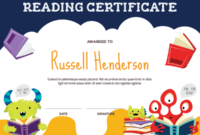 Printable Monster Reading Award Certificate Template within Quality Reading Achievement Certificate Templates