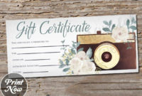 Printable Photography Gift Certificate Template Photo for Photoshoot Gift Certificate Template