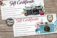 Printable Photography Gift Certificate Template, Photo in Photography Session Gift Certificate