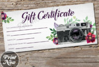 Printable Photography Gift Certificate Template, Red Floral for Quality Printable Photography Gift Certificate Template