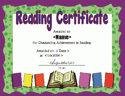 Printable Reading Certificate | Reading Certificates intended for Accelerated Reader Certificate Templates