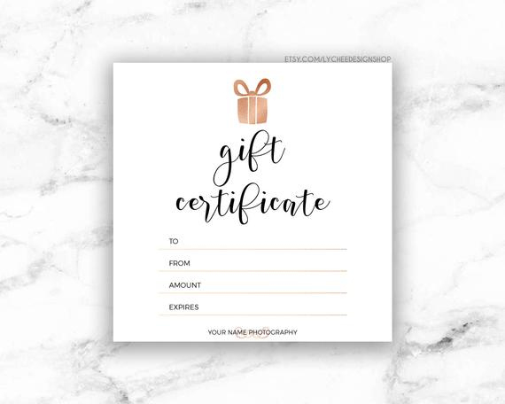 Printable Rose Gold Gift Certificate Template | Editable Photography Studio  Gift Card Design | Photoshop Template Psd | Instant Download in Quality Printable Photography Gift Certificate Template