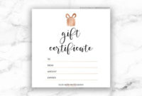 Printable Rose Gold Gift Certificate Template | Editable Photography Studio  Gift Card Design | Photoshop Template Psd | Instant Download inside Quality Restaurant Gift Certificate Template 2018 Best Designs