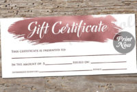 Printable Rose Gold Gift Certificate Template, Photography in New Salon Gift Certificate Template