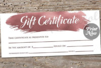 Printable Rose Gold Gift Certificate Template, Photography within Salon Gift Certificate