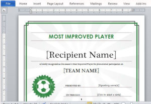Printable Sports Certificate Template For Word for New 10 Sportsmanship Certificate Templates Free