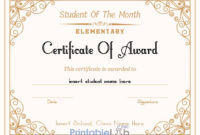 Printable Student Of The Month Award – Elementary for Best Free Printable Student Of The Month Certificate Templates