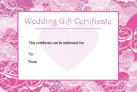 Printable Wedding Gift Certificates | Lovetoknow inside Wedding Gift Certificate Template