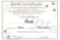 Puppy Birth Certificates | Birth Certificate Template, Dog in Puppy Birth Certificate Template