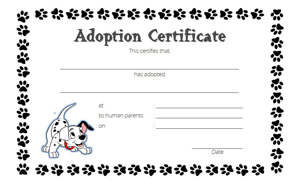 Puppy Dog Adoption Certificate Template Free 2 | Adoption in Stuffed Animal Adoption Certificate Template Free