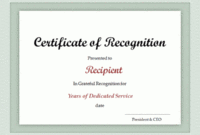 Recognition Of Service Certificate Template (1) – Templates intended for Recognition Of Service Certificate Template