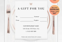 Restaurant Fillable Gift Certificate Template, A Gift For with regard to Dinner Certificate Template Free